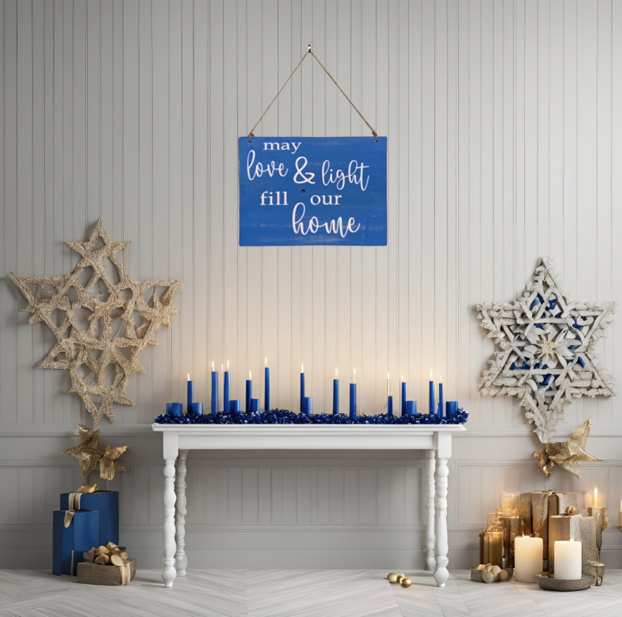 Reversible Rustic Love and Light/Latke Hanukkah Sign