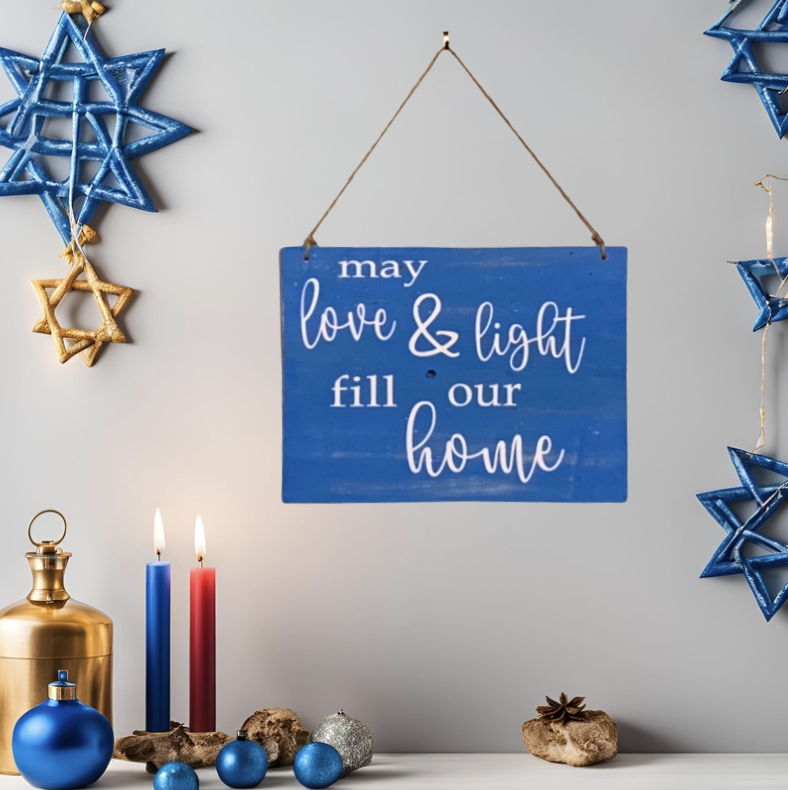 Reversible Rustic Love and Light/Latke Hanukkah Sign