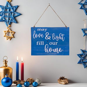 Reversible Rustic Love and Light/Latke Hanukkah Sign