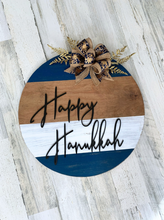 Load image into Gallery viewer, Hanukkah wood round door hanger
