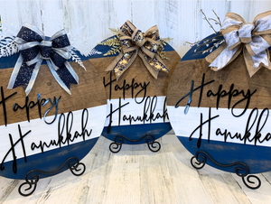 Hanukkah wood round door hanger