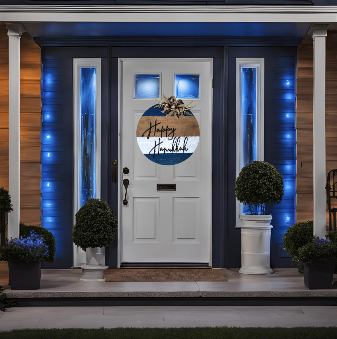 Hanukkah wood round door hanger