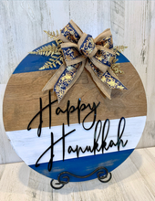 Load image into Gallery viewer, Hanukkah wood round door hanger
