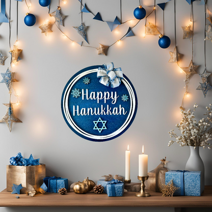 Happy Hanukkah Wood Door Hanger