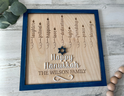 Personalized Family Hanukkah Menorah Sign