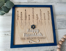 Load image into Gallery viewer, Hanukkah Personalized Menorah Rustic Sign
