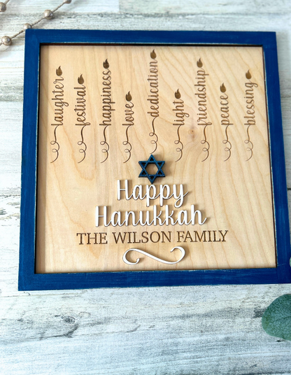 Personalized Family Hanukkah Menorah Sign