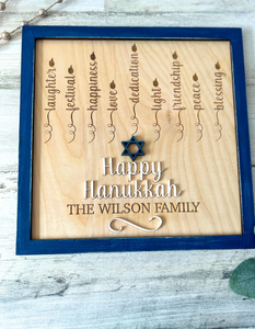 Hanukkah Personalized Menorah Rustic Sign