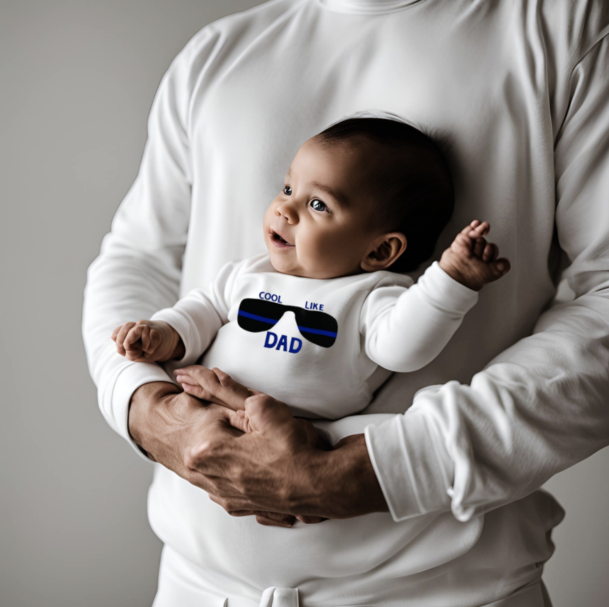 Cool Like Dad Baby Bodysuit | Police thin blue line sunglasses shirt