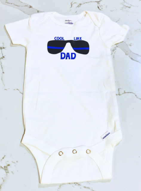 Cool Like Dad Baby Bodysuit | Police thin blue line sunglasses shirt
