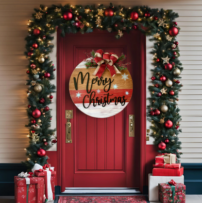Merry Christmas Wooden Door Hanger