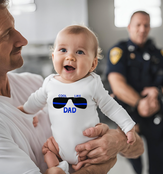 Cool Like Dad Baby Bodysuit | Police thin blue line sunglasses shirt