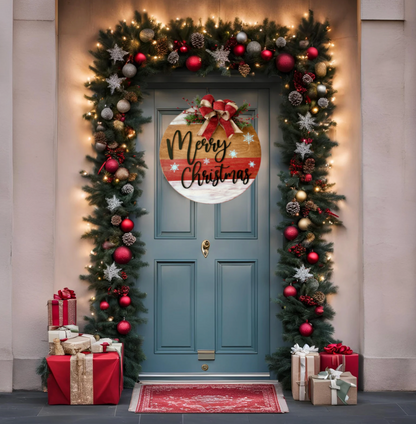 Merry Christmas Wooden Door Hanger