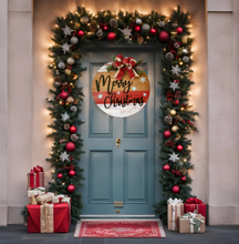 Load image into Gallery viewer, Merry Christmas wood round door hanger
