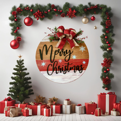 Merry Christmas Wooden Door Hanger