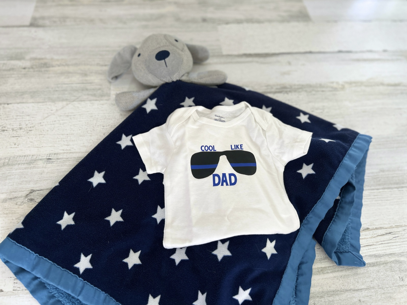 Cool Like Dad Baby Bodysuit | Police thin blue line sunglasses shirt