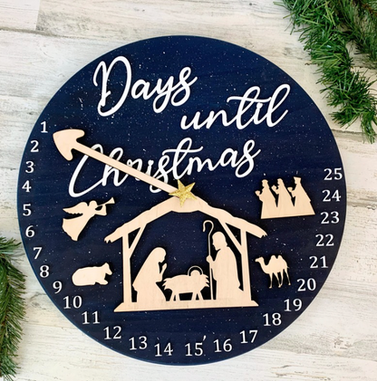 Nativity Christmas Countdown Sign