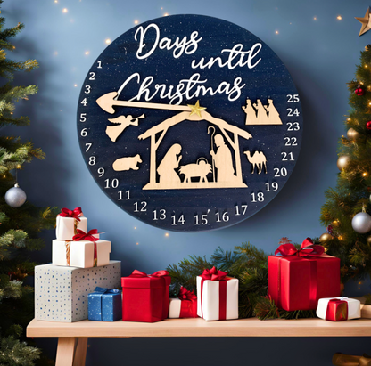 Nativity Christmas Countdown Sign