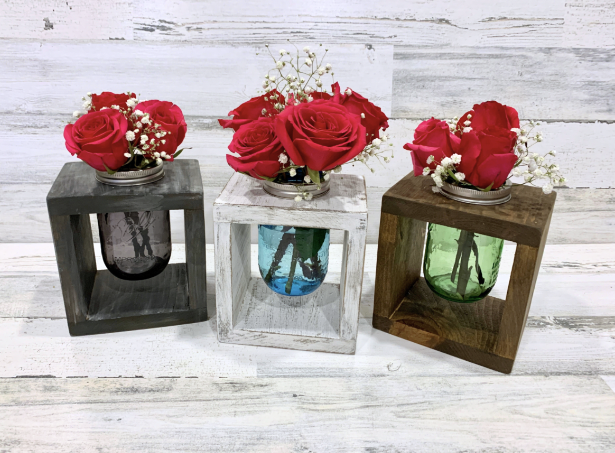 Rustic Mason Jar Vase Holder Centerpiece
