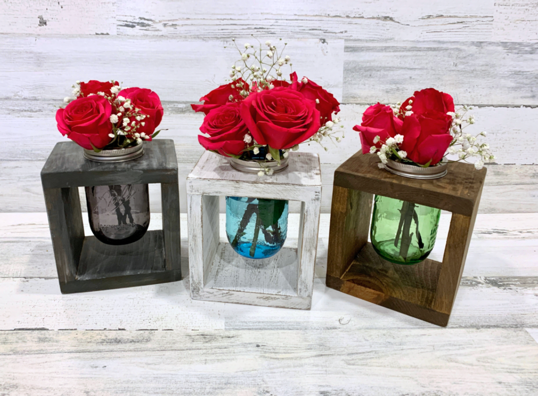 Rustic Mason Jar Vase Holder Centerpiece