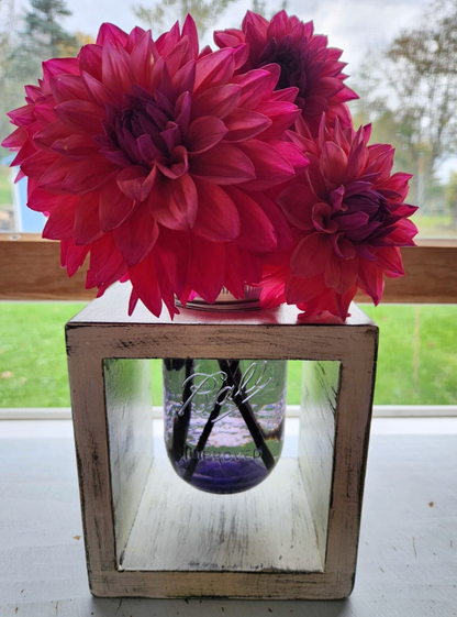 Rustic Wooden Mason Jar Vase