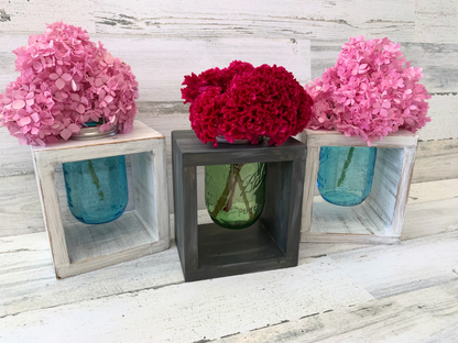Rustic Wooden Mason Jar Vase