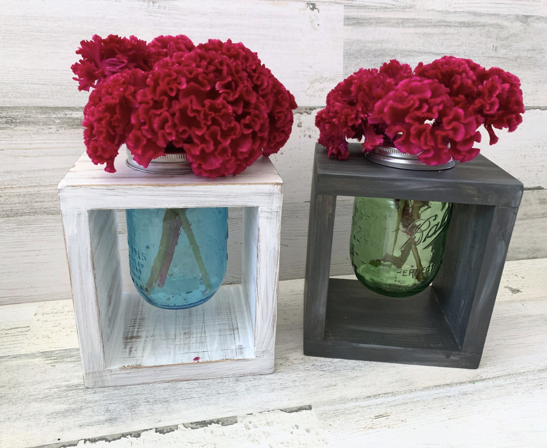 Rustic Mason Jar Vase Holder Centerpiece