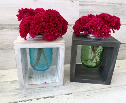 Rustic Wooden Mason Jar Vase