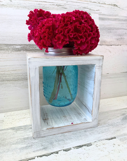 Rustic Wooden Mason Jar Vase