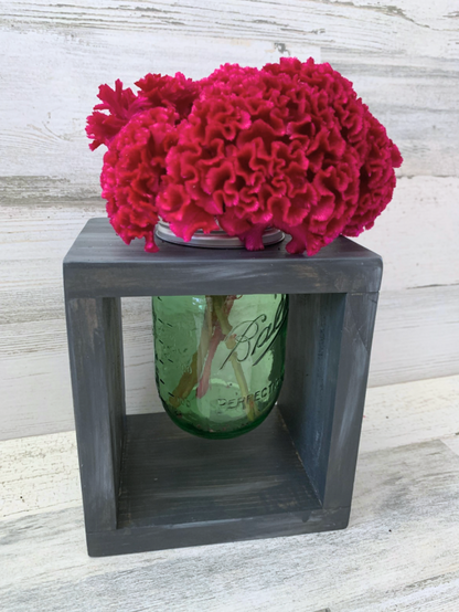 Rustic Wooden Mason Jar Vase