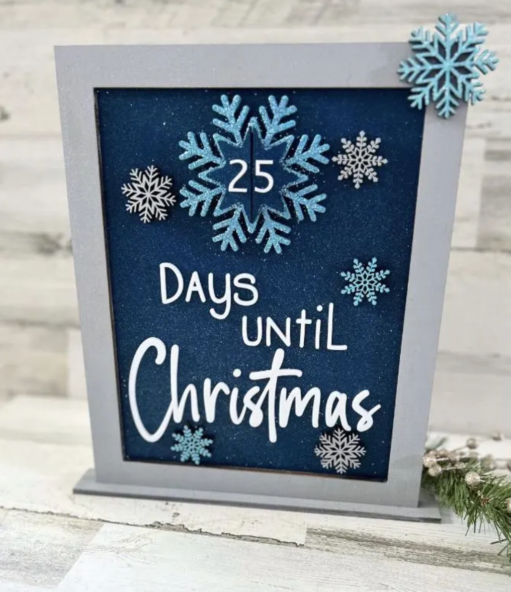 Snowflake Christmas Countdown Sign