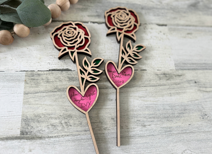 Personalized Wooden Rose with Custom Message