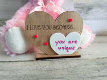 Load image into Gallery viewer, I Love You because Dry Erase Board Affirmation Sign with Stand
