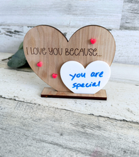 Load image into Gallery viewer, I Love You because Dry Erase Board Affirmation Sign with Stand
