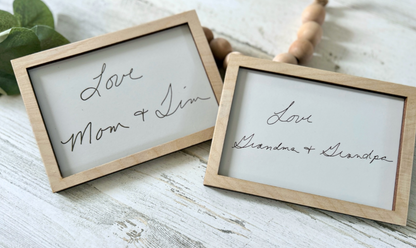 Custom Handwriting Framed Wood Sign
