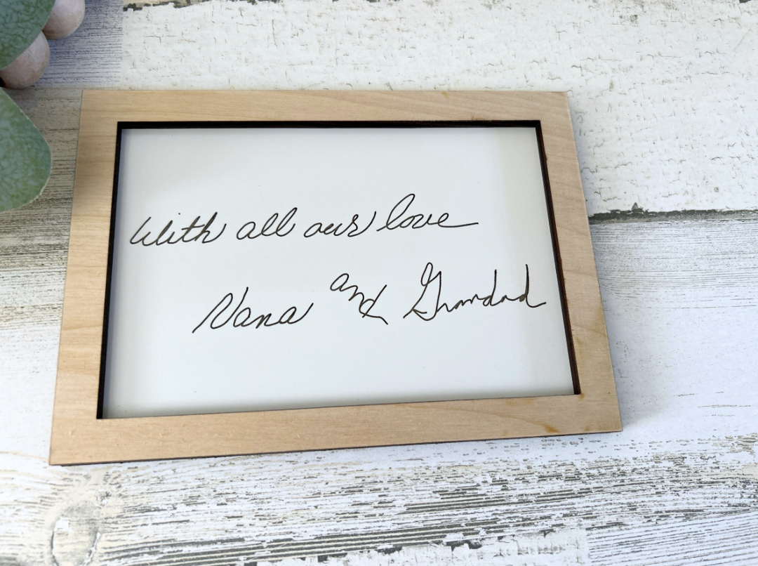 Custom Handwriting Framed Sign