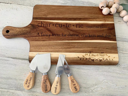 Funny Engraved Charcuterie Board & Cheese Knife Set