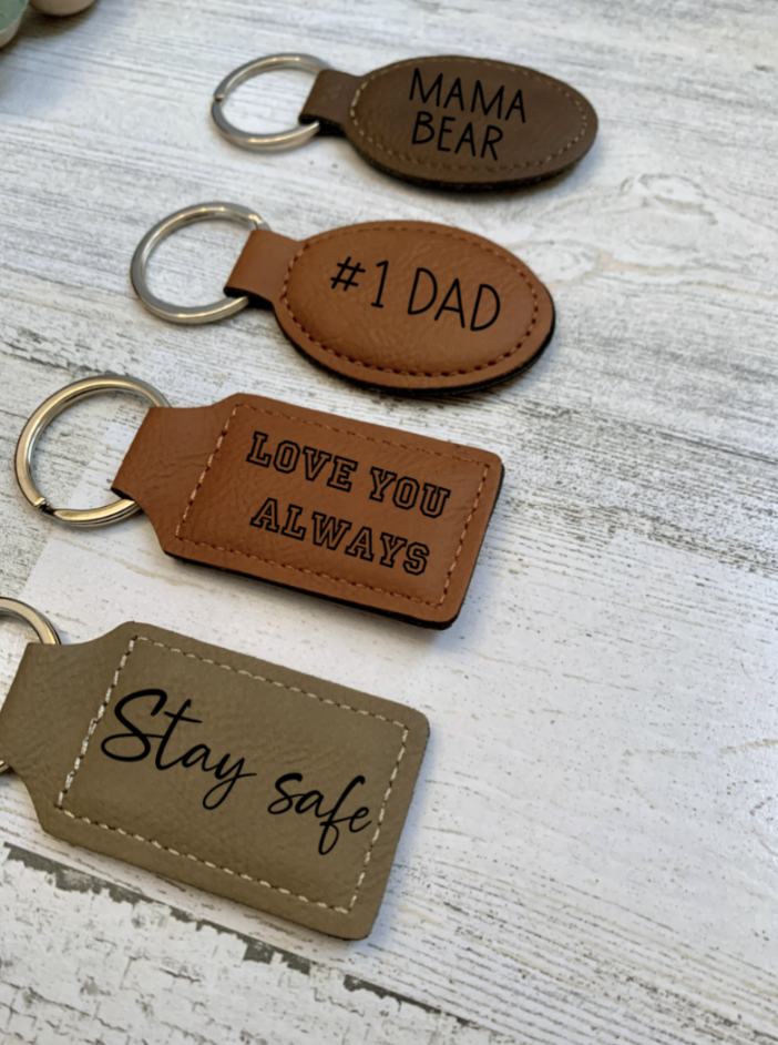 Custom Engraved Leather Keychain