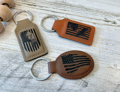 Custom Engraved Leather Keychain