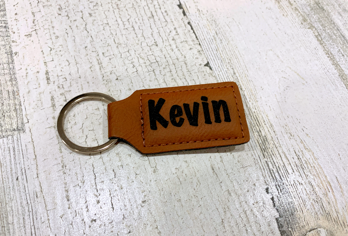 Custom Engraved Leather Keychain
