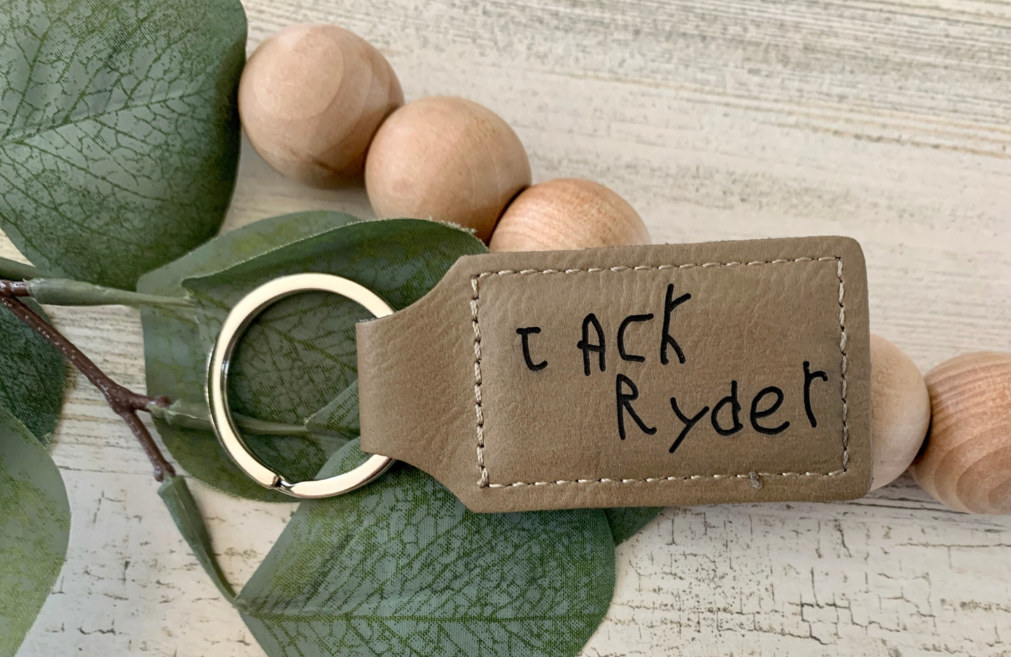 Custom Engraved Leather Keychain