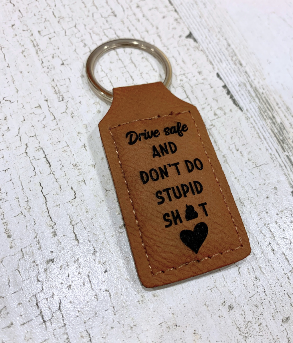 Custom Engraved Leather Keychain