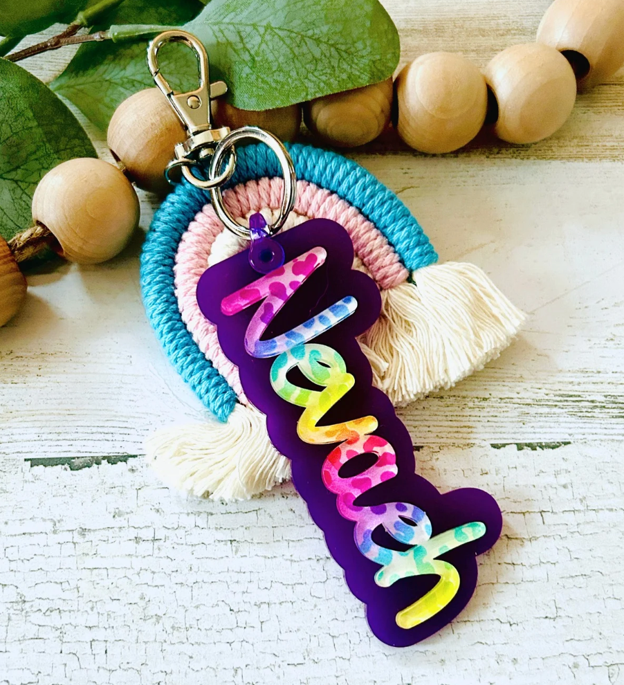 Personalized Rainbow Name Keychain