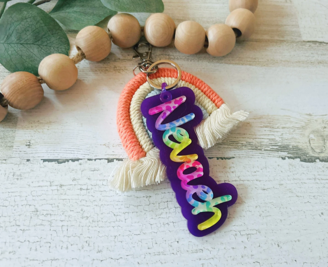 Personalized Rainbow Name Keychain