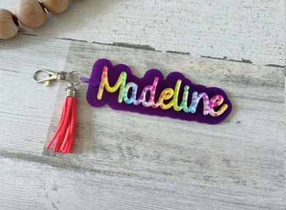 Personalized Rainbow Name Keychain