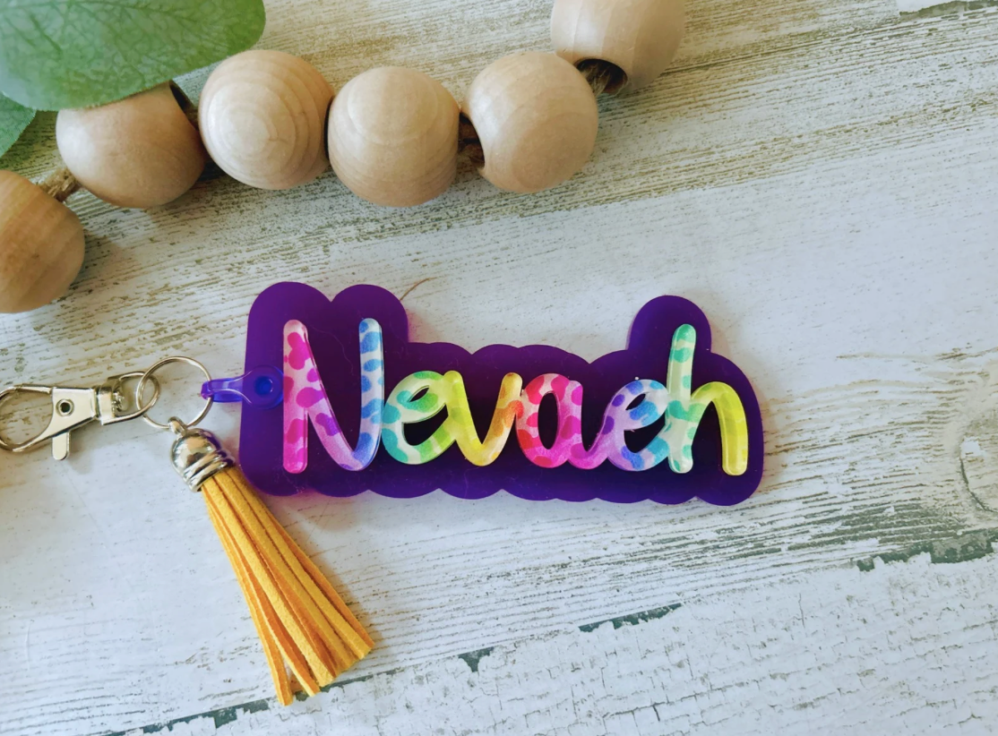 Personalized Rainbow Name Keychain