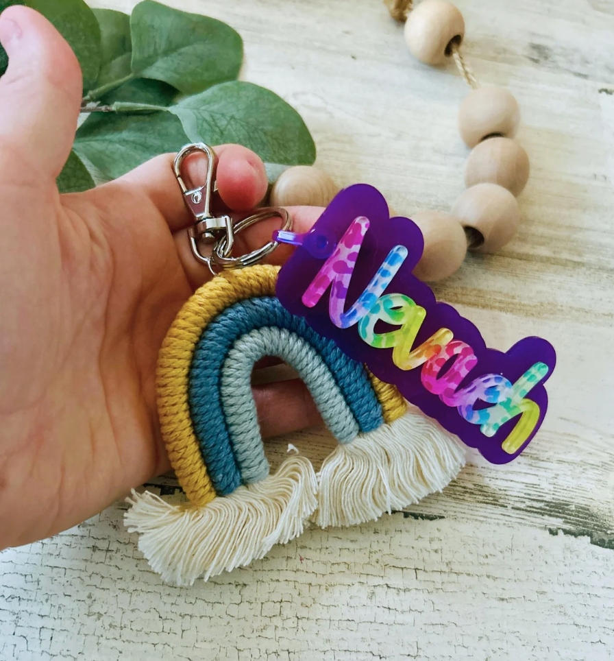 Personalized Rainbow Name Keychain