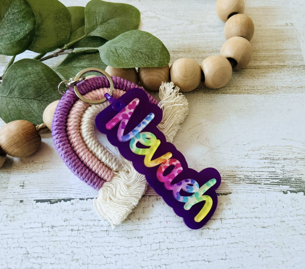 Personalized Rainbow Name Keychain