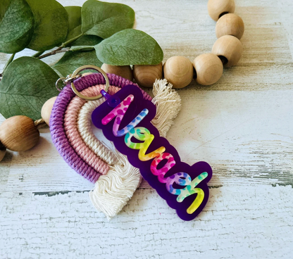 Personalized Rainbow Name Keychain