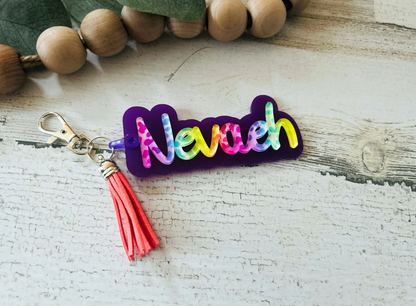 Personalized Rainbow Name Keychain